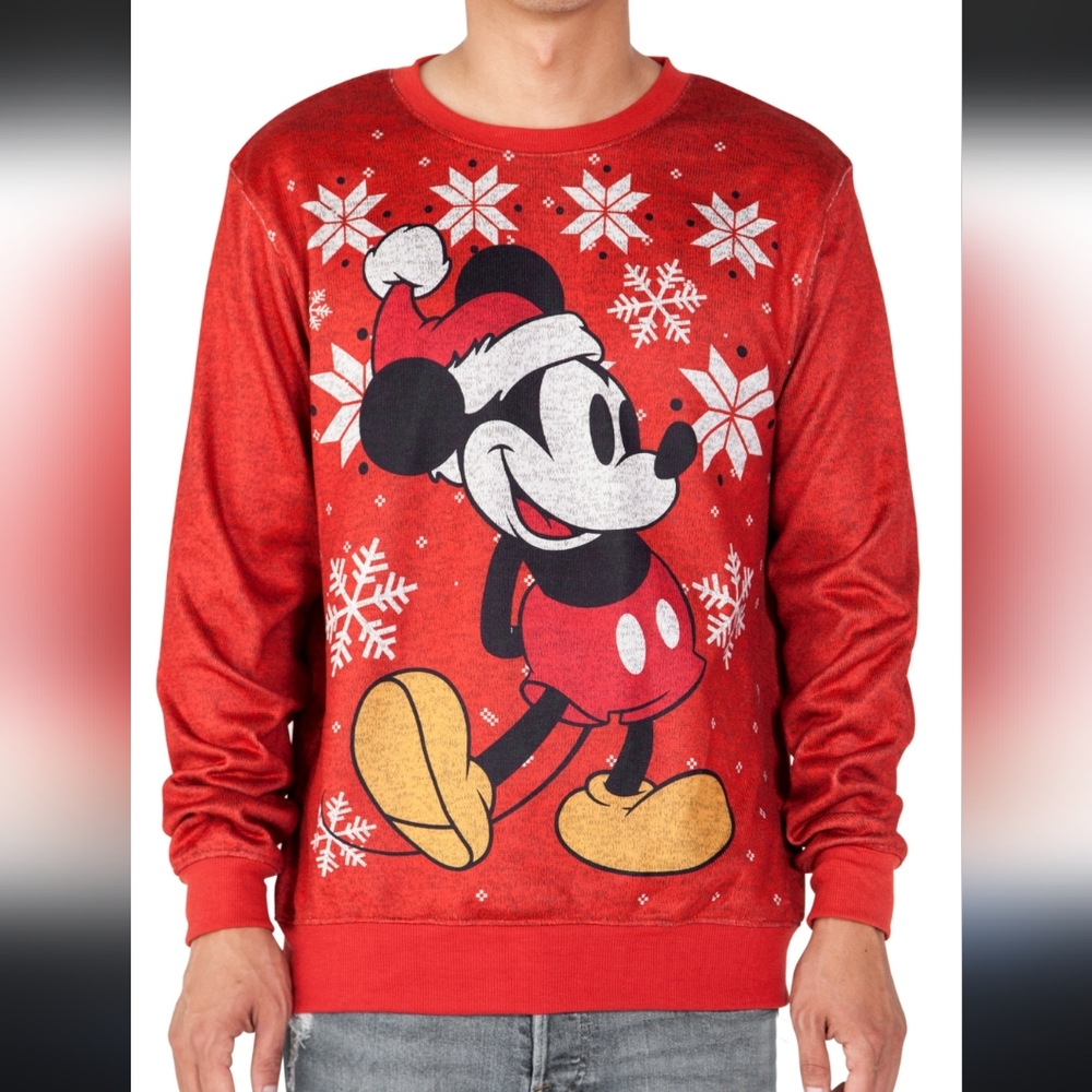 Disney Mickie mouse snow flakes L9ng Sleeve  pullover sweater